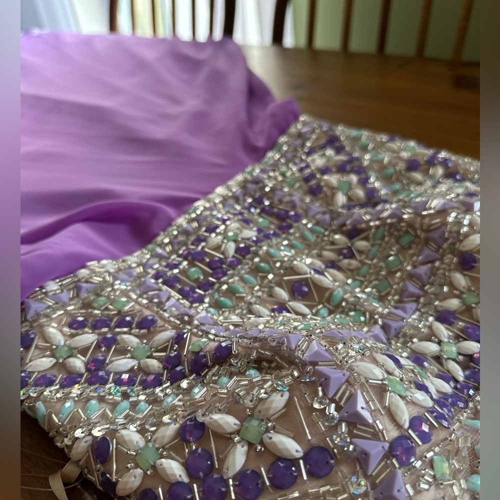 Purple Orchid Beaded Halter Maxi Gown Dave & Johnny Formal Dress 1/2 - Picture 11 of 11